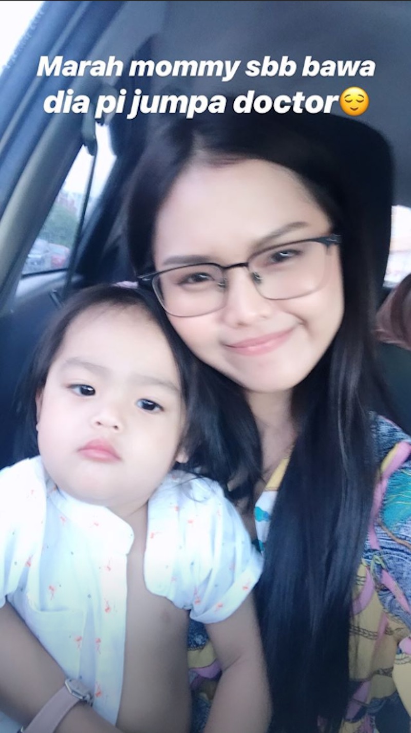 Bella Astillah poses with her son, Mohamad Ayden Adrean, after their trip to the doctor. u00e2u20acu201d Picture via Instagram/@bellaastillah.