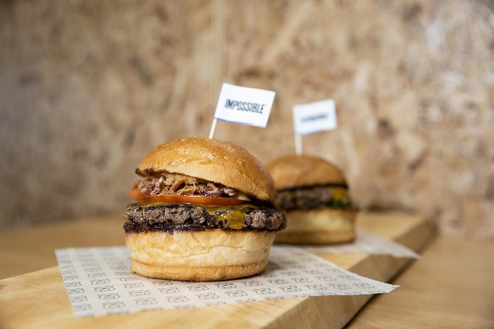 Burgers with plant-based patties from Impossible Foods. Singapore consumers may order dishes made with Impossible Foodsu00e2u20acu2122 products from May 21 on Deliveroo. u00e2u20acu201d Picture courtesy of Impossible Foods via TODAY 