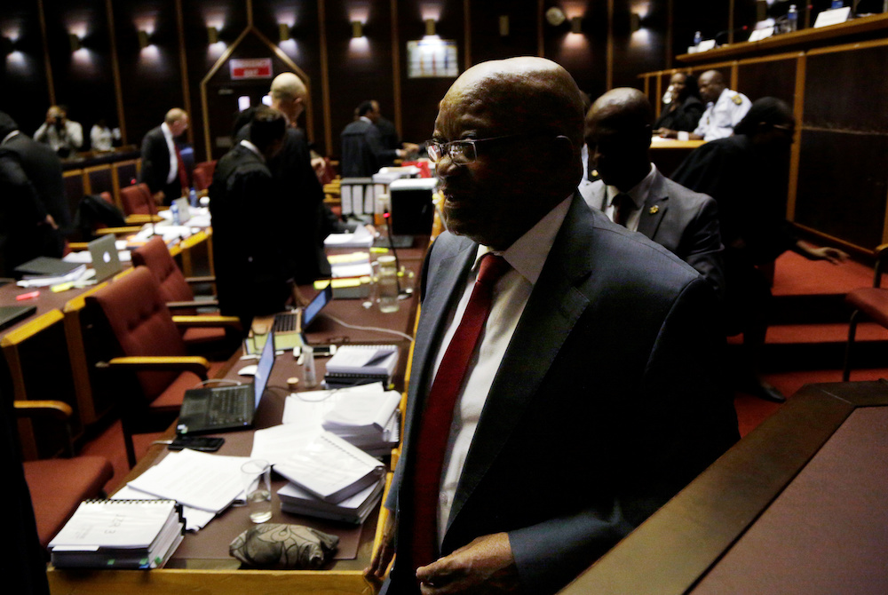 Former South African President Jacob Zuma leaves court during a break while facing charges that include fraudu00c3u00a2 corruption and racketeering in Pietermaritzburg, South Africa, May 20, 2019. u00e2u20acu201d Reuters picnn