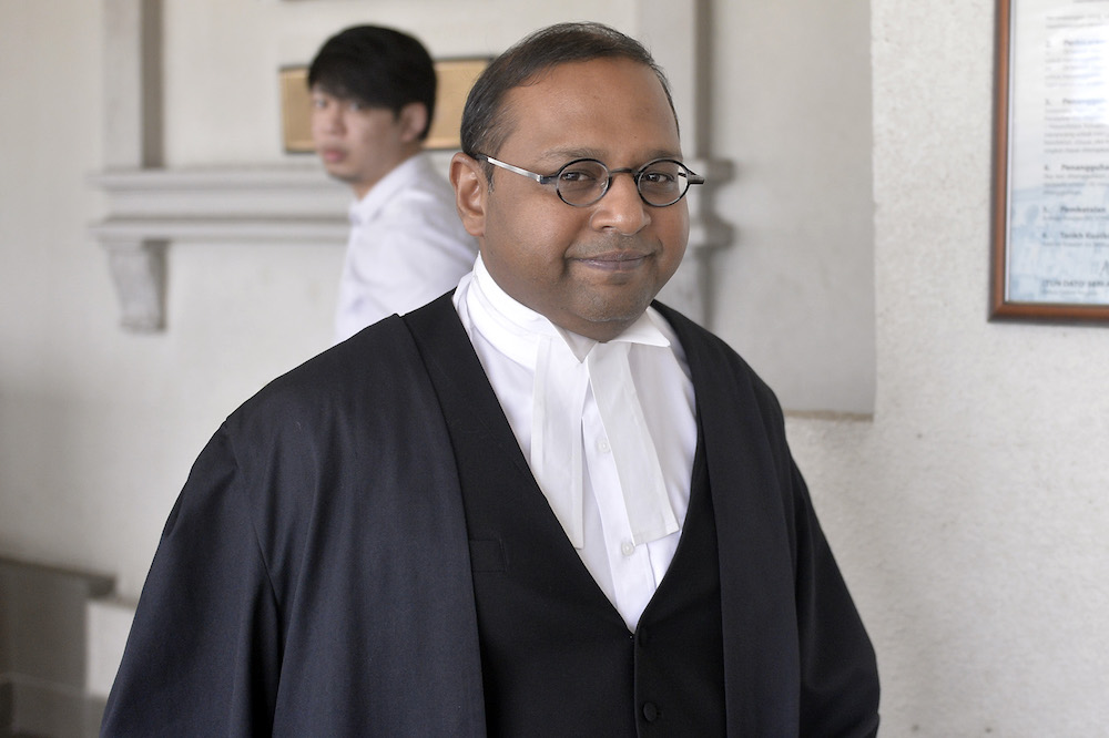 Lawyer David Thomas Mathews is seen at the Kuala Lumpur High Court May 23, 2019. u00e2u20acu201d Picture by Mukhriz Hazim