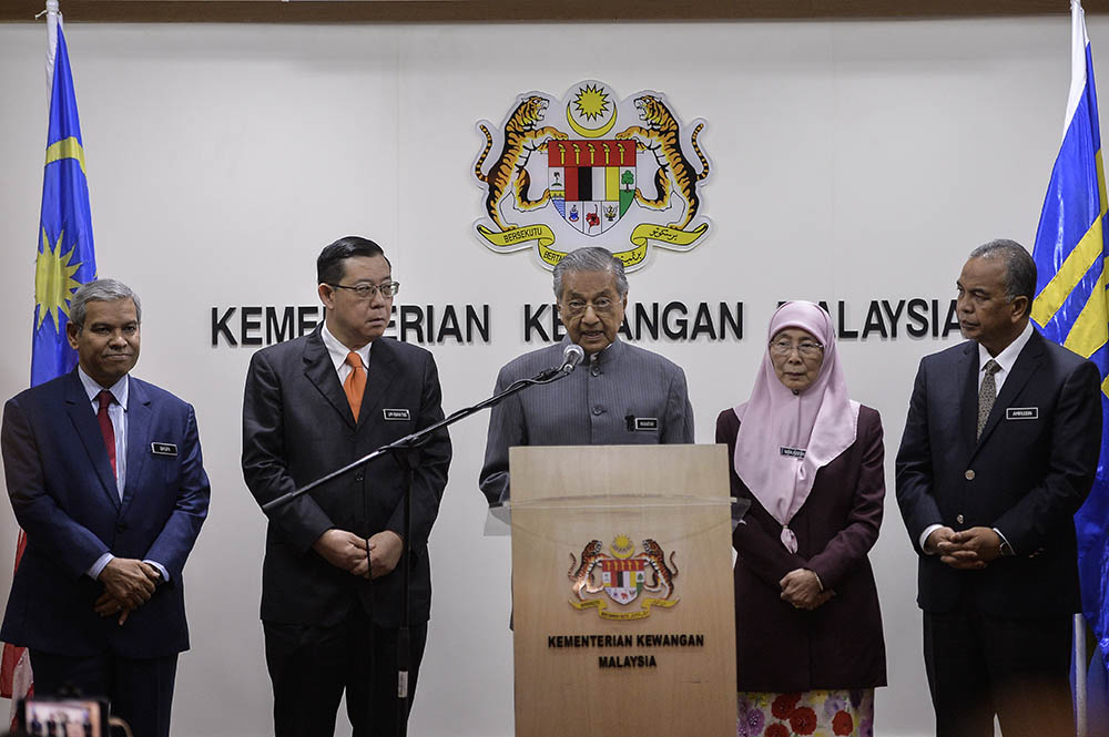 Prime Minister Tun Dr Mahathir Mohammad speaks during the National Finance Council Meeting 2019 press conference in Putrajaya on May 27, 2019. u00e2u20acu201d Picture by Miera Zulyana