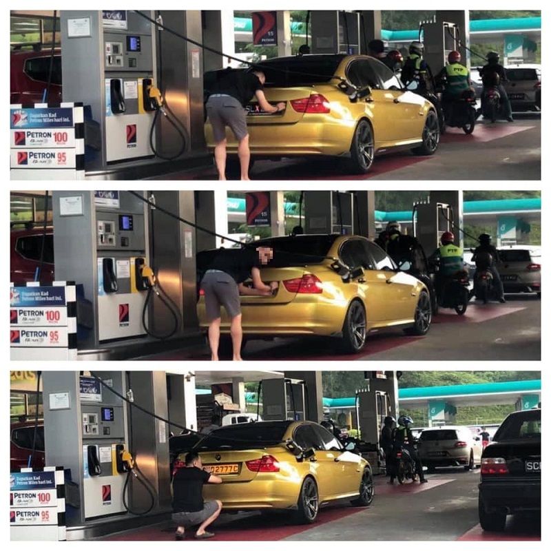 A male driver was seen switching his BMW 320iu00e2u20acu2122s licence plate of SLX27E to the SKD2777C licence plate which was later found to be registered to a Hyundai Elantra. u00e2u20acu201d Picture via Facebook/SG Road Vigilante u00e2u20acu201d SGRV