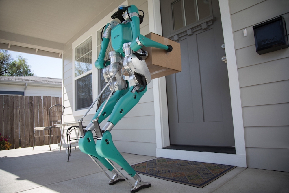 The Digit robot can deliver a parcel to the end client's home. u00e2u20acu201d Picture courtesy of Ford