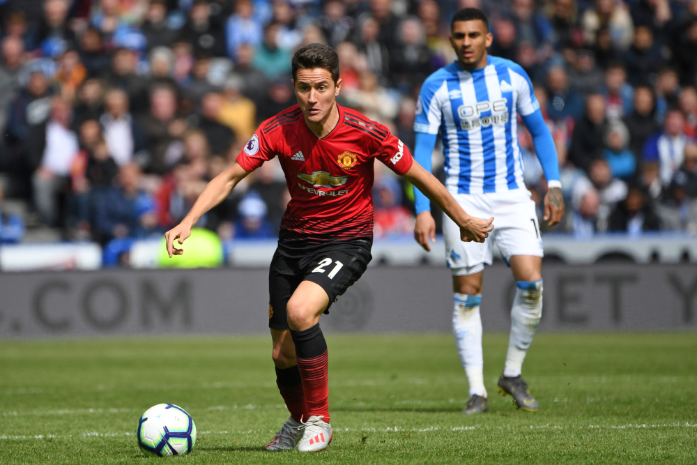 Manchester Unitedu00e2u20acu2122s midfielder Ander Herrera runs with the ball during the EPL match between Huddersfield Town and Manchester United at the John Smithu00e2u20acu2122s stadium in Huddersfield, England May 5, 2019. u00e2u20acu201d AFP pic 