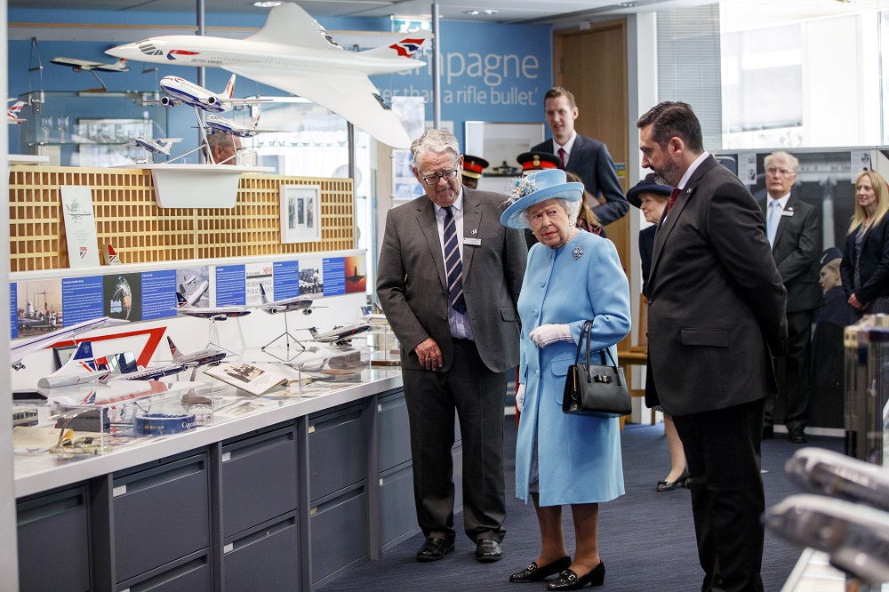 Britainu00e2u20acu2122s Queen Elizabeth looks exhibits in the Heritage Centre during her visit to the headquarters of British Airways, as British Airways mark their centenary year, in Heathrow, west London May 23, 2019. u00e2u20acu201d Reuters pic         