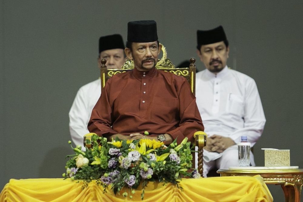 Bruneiu00e2u20acu2122s Sultan Hassanal Bolkiah delivers a speech during an event in Bandar Seri Begawan. Brunei's sultan has announced death by stoning for gay sex and adultery will not be enforced after a global backlash. u00e2u20acu201d AFP pic