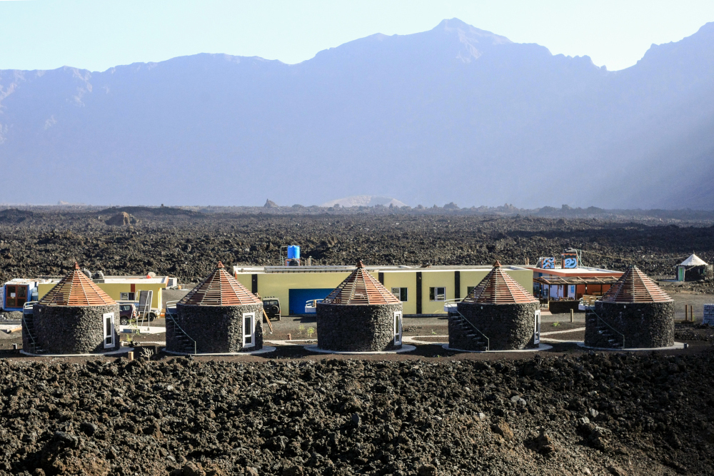 This picture taken March 30, 2019 shows the newly built Marisa’s hotel, made with cement and lava on the roof of the owner’s former house, in Portelo village in Cape Verde’s Cha das Caldeiras valley. — AFP pic