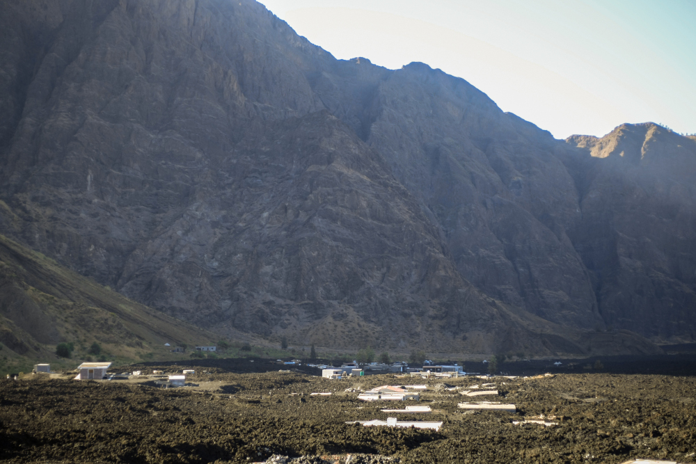 This picture taken March 31, 2019, shows the village of Portelo in Cape Verde’s Cha das Caldeiras valley, buried during the last eruption of the volcano Pico do Fogo in 2014. — AFP pic