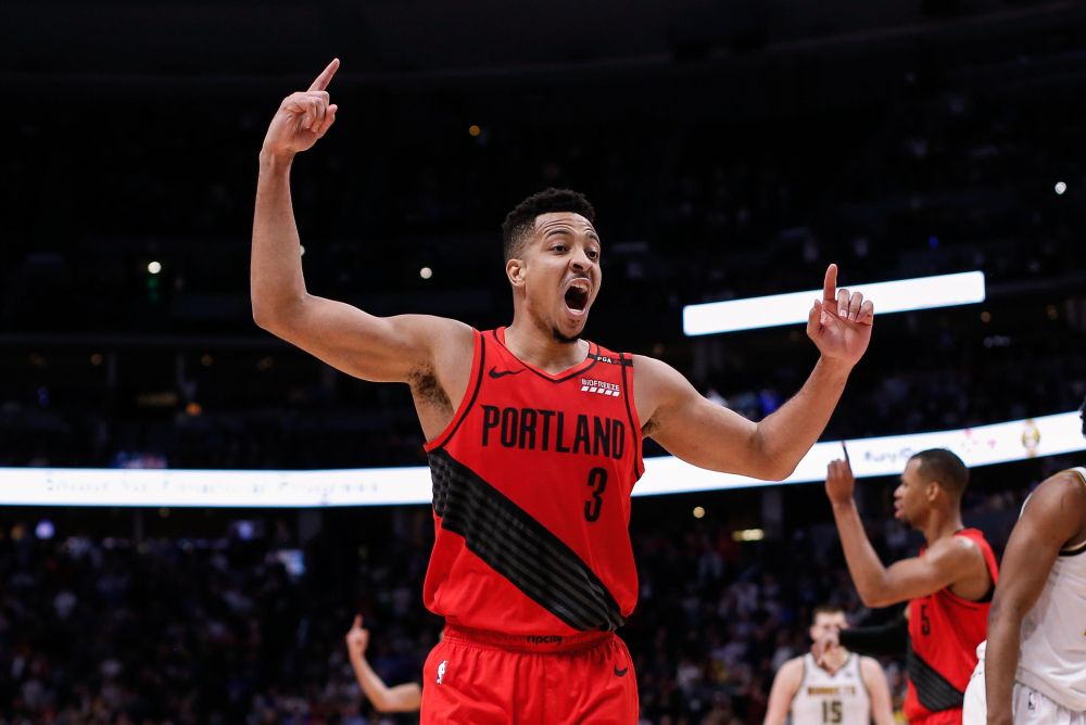 Portland Trail Blazers guard CJ McCollum (3) reacts after a play in the fourth quarter against the Denver Nuggets in game two of the second round of the 2019 NBA Playoffs at the Pepsi Centre. u00e2u20acu2022 Reuters pic