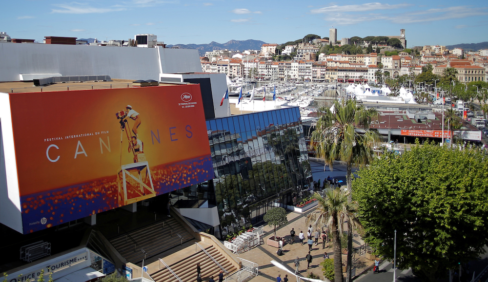 View of a giant canvas of the official poster featuring director Agnes Varda on the facade of the festival palace. u00e2u20acu201d Reuters picnn