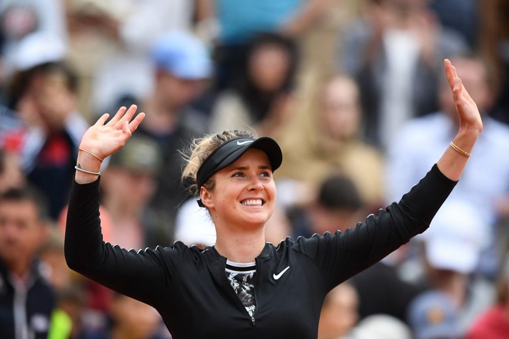 Ukraineu00e2u20acu2122s Elina Svitolina celebrates after winning against Venus Williams of the US during their womenu00e2u20acu2122s singles first round match on day 1 of The Roland Garros 2019 French Open in Paris, May 26, 2019. u00e2u20acu201dAFP pic