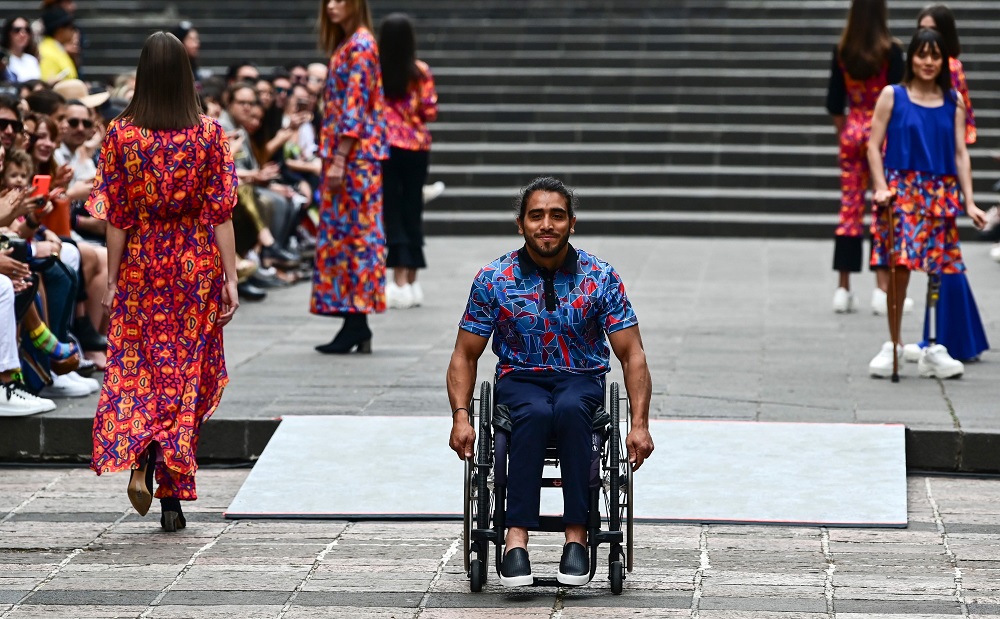 Disabled models display creations by Mexican designer Adriana Macias during the Mexico Fashion Week in Mexico City April 5, 2019. u00e2u20acu201d AFP pic          