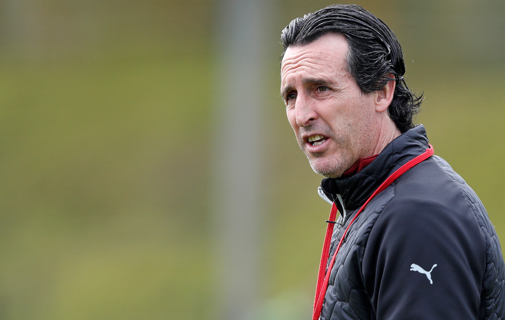 Arsenalu00e2u20acu2122s Spanish head coach Unai Emery takes a training session at Arsenalu00e2u20acu2122s Colney training centre in St Albans May 1, 2019 on the eve of their Europa League semi-final first leg football match against Valencia. u00e2u20acu201d AFP pic 