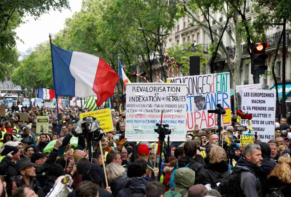 Protesters wearing yellow vests attend a demonstration in Paris May 4, 2019. u00e2u20acu2022 Reuters pic 