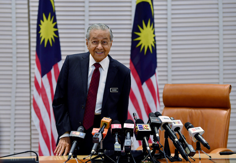 Prime Minister Tun Dr Mahathir Mohamad speaks to reporters in Putrajaya in this photo released May 8, 2019. u00e2u20acu201d Bernama pic