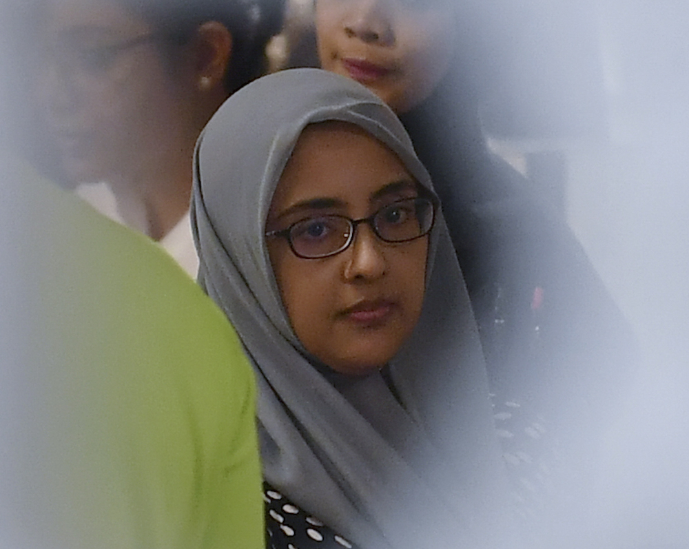 Samirah Muzaffar, widow of Cradle Fund CEO Nazrin Hassan, attends a court hearing in Putrajaya May 28, 2019. u00e2u20acu201d Bernama pic