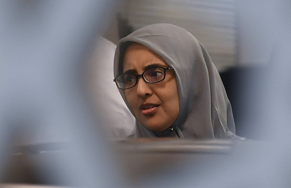 Samirah Muzaffar, widow of Cradle Fund CEO Nazrin Hassan, attends a court hearing in Putrajaya May 28, 2019. u00e2u20acu201d Bernama pic