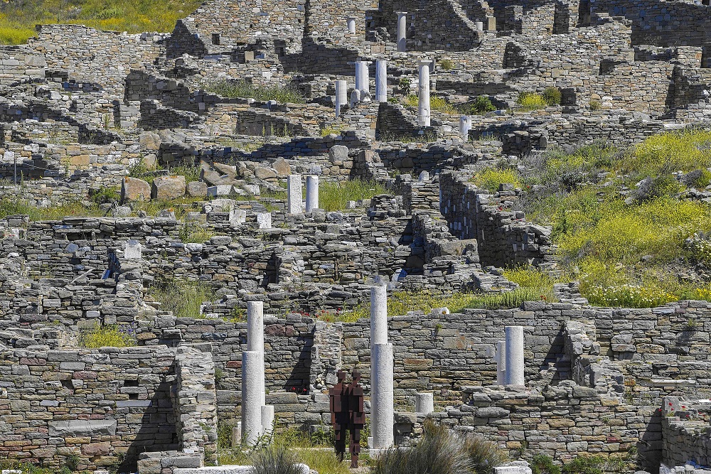Statues called u00e2u20acu02dcConnectu00e2u20acu2122 by renowned British artist Antony Gormley, part of his exhibition u00e2u20acu02dcSightu00e2u20acu2122, are displayed at the archaeological site of the island of Delos, a Unesco World Heritage Site May 3, 2019. u00e2u20acu201d AFP pic     