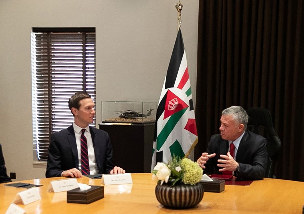 A handout picture released by the Jordanian Royal Palace on May 29, 2019 shows King Abdullah II meeting with US President Donald Trumpu00e2u20acu2122s son-in-law and senior advisor Jared Kushner in the capital Amman. u00e2u20acu201d AFP pic