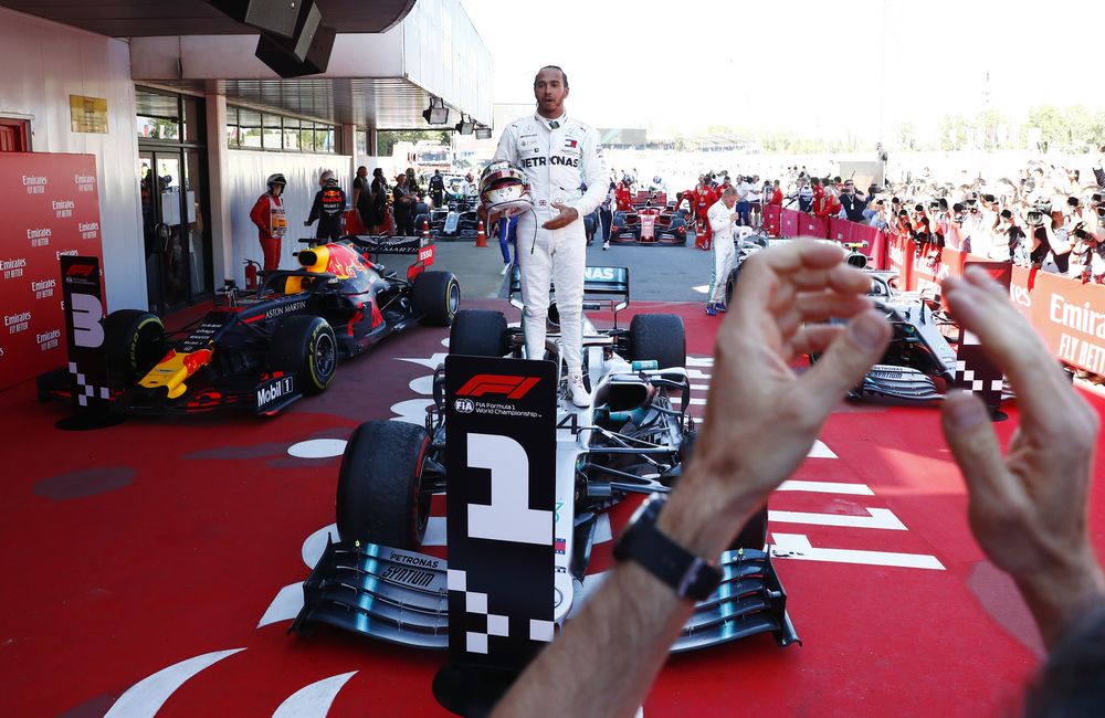 First-placed Mercedesu00e2u20acu2122 Lewis Hamilton celebrates after winning the Formula One Spanish Grand Prix race at Circuit de Barcelona-Catalunya, Barcelona, Spain, May 12, 2019. u00e2u20acu201d Reuters pic