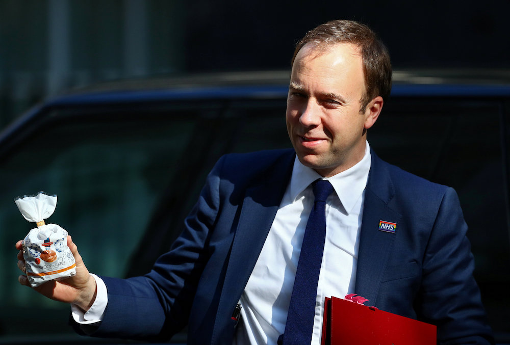 Britainu00e2u20acu2122s Secretary of State for Health Matt Hancock is seen outside Downing Street, as uncertainty over Brexit continues, in London, Britain May 21, 2019. u00e2u20acu201d Reuters pic