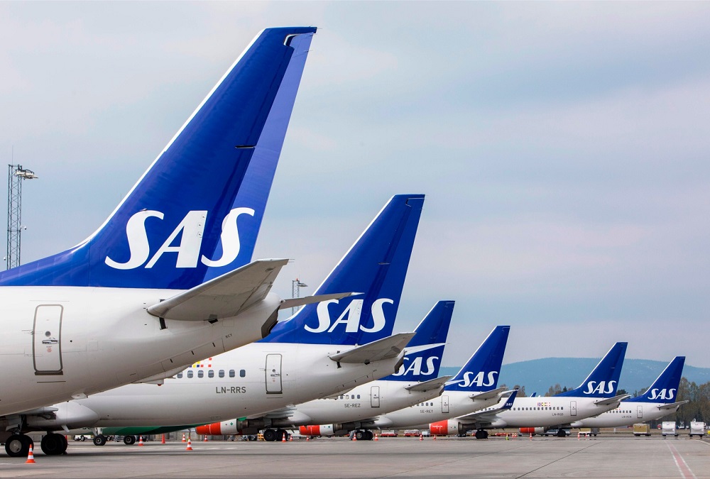 Airplanes of the Scandinavian Airlinesu00e2u20acu2122 SAS company park on ground at the Gardamoen Airport during a strike of pilots to contest wages and working hours in Oslo April 26, 2019. u00e2u20acu201d AFP pic