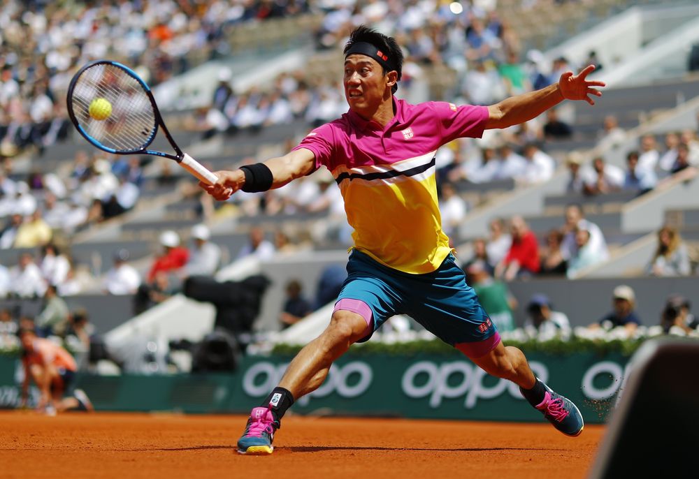 Japanu00e2u20acu2122s Kei Nishikori in action during his second round match against France's Jo-Wilfried Tsonga during the French Open at Roland Garros, Paris, May 29, 2019. u00e2u20acu201d Reuters pic