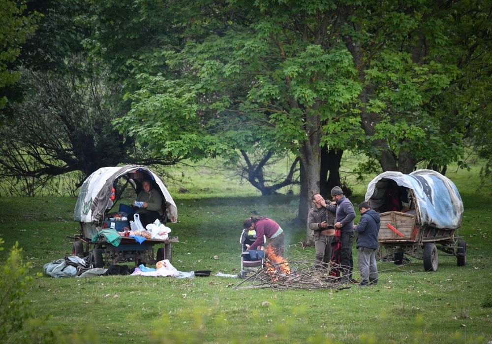 Nomadic Roma people in an improvised camp next to the Mures river, May 10, 2019, in Transylvania, the central region of Romania, a region where Pope Francis will hold two religious services. u00e2u20acu201d AFP pic