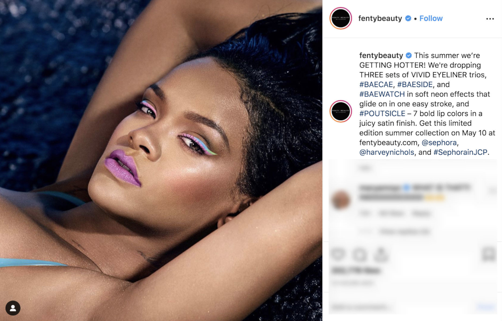 Fenty Beauty on Instagram 2019. u00e2u20acu201d Picture from Instagram/fentybeautynn