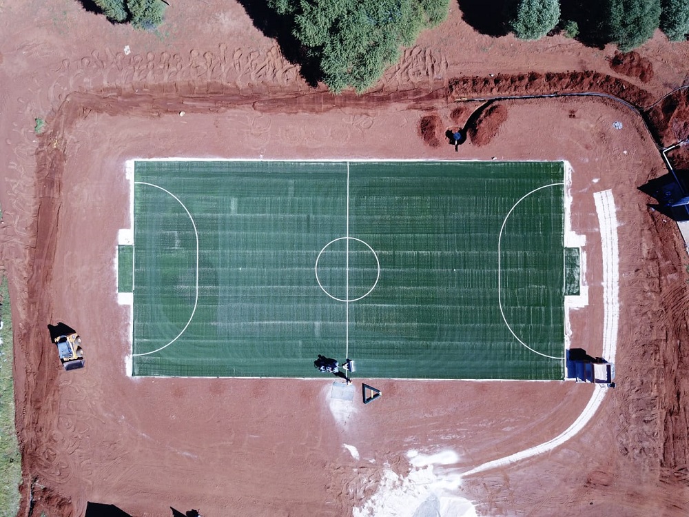 Aerial photograph of GreenSource football field in South Africa in this handout picture courtesy of GreenSource. u00e2u20acu201d Thomson Reuters Foundation pic