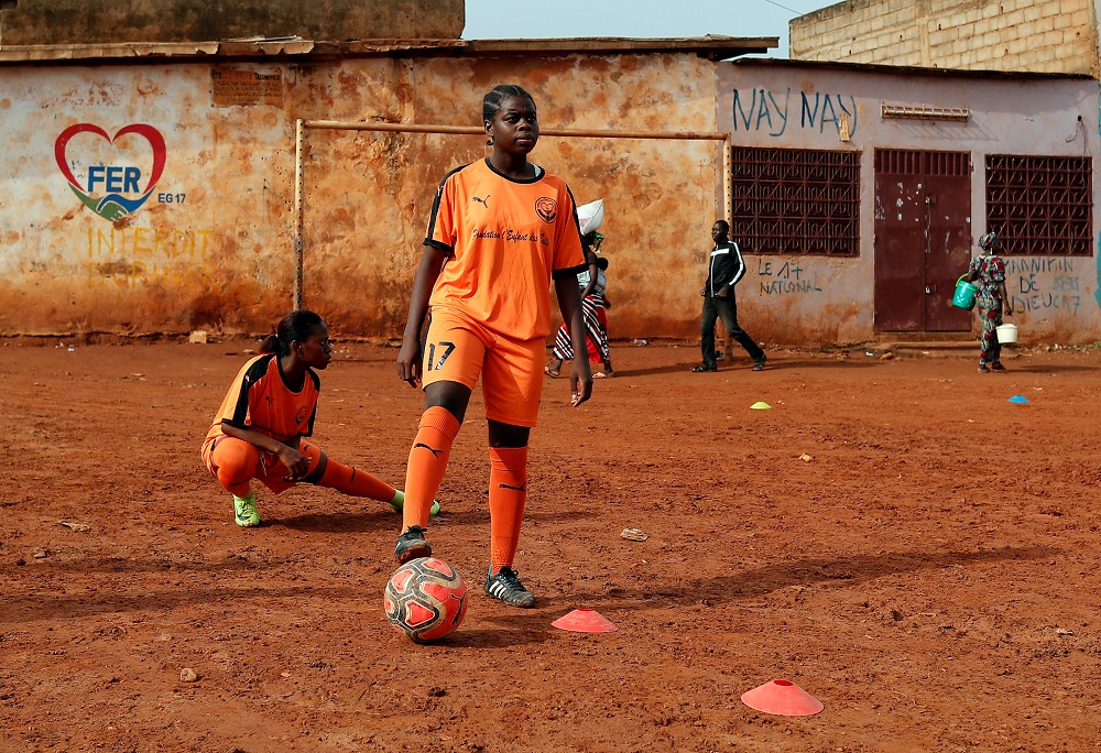 Gaelle Dule Asheri, 17, a football player, being trained by professional coaches at the Rails Foot Academy (RFA), attends a training session of the female U17 team at the RFA field in Yaounde, Cameroon, May 1, 2019. u00e2u20acu201d Reuters pic