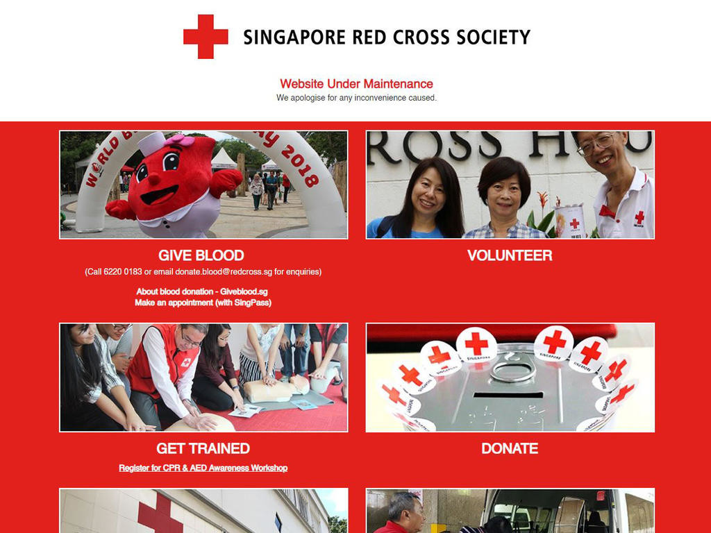 The website of the Singapore Red Cross Society was hacked May 8, 2019. u00e2u20acu201d Screengrab via TODAY 