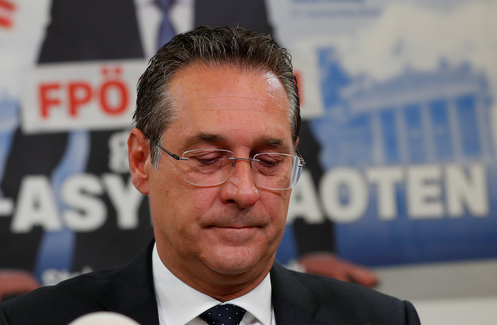 Austriau00e2u20acu2122s Vice Chancellor and head of Freedom Party Heinz-Christian Strache addresses the media in Vienna, Austria April 23, 2019. u00e2u20acu201d Reuters picnn