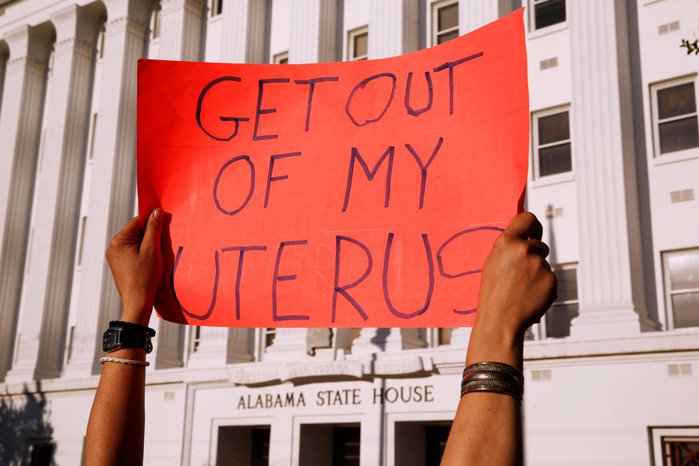 Pro-choice supporters protest in front of the Alabama State House as Alabama state Senate votes on the strictest anti-abortion bill in the United States at the Alabama Legislature in Montgomery, Alabama, May 14, 2019. u00e2u20acu201d Reuters pic