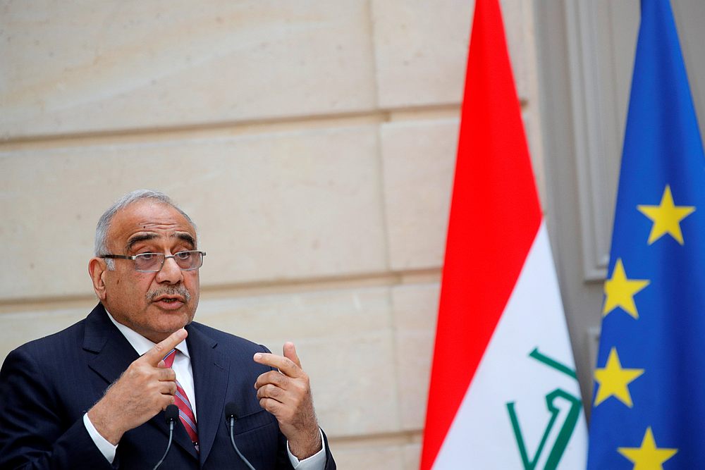 Iraqi Prime Minister Adel Abdul Mahdi delivers a joint statement at the Elysee Palace in Paris May 3, 2019. u00e2u20acu201d Reuters pic