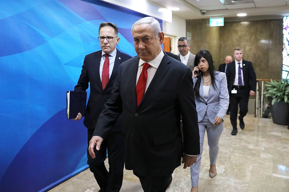 Israeli Prime Minister Benjamin Netanyahu arrives for the weekly cabinet meeting at his office in Jerusalem May 5, 2019. u00e2u20acu201d Abir Sultan/Pool pic via Reuters
