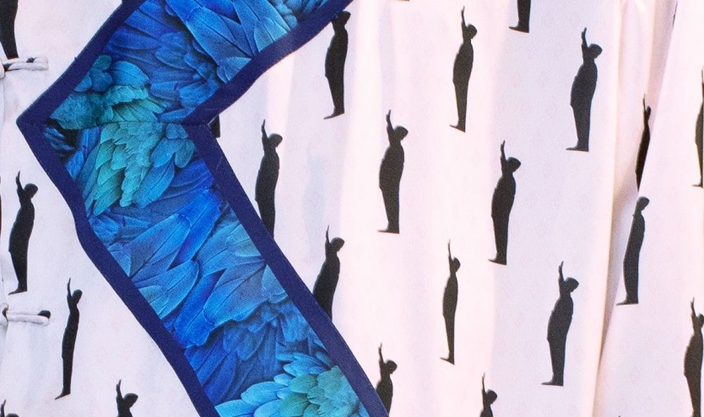 The print features a side view silhouette of Tunku Abdul Rahman raising his right hand. — Picture courtesy of Bernard Chandran