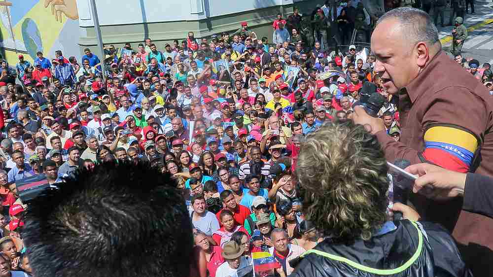 Venezuela's National Constituent Assembly President Diosdado Cabello speaks during a rally in support of the government in Caracas, April 30, 2019. u00e2u20acu201d Miraflores Palace handout via Reuters
