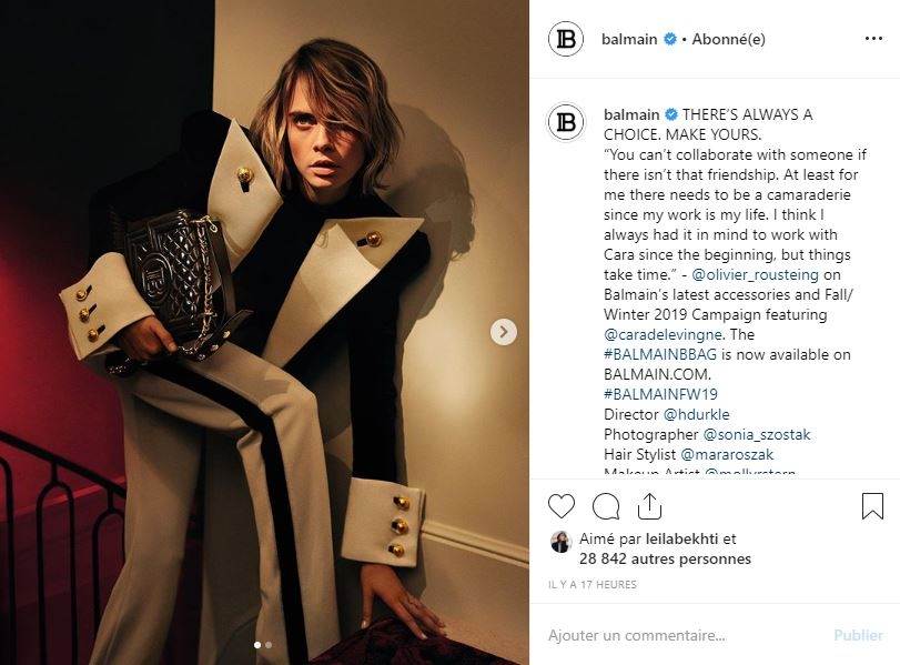 Cara Delevingne collaborated with Olivier Rousteing to design three bags for Balmain. u00e2u20acu201d Courtesy of Balmain and Instagram via AFP