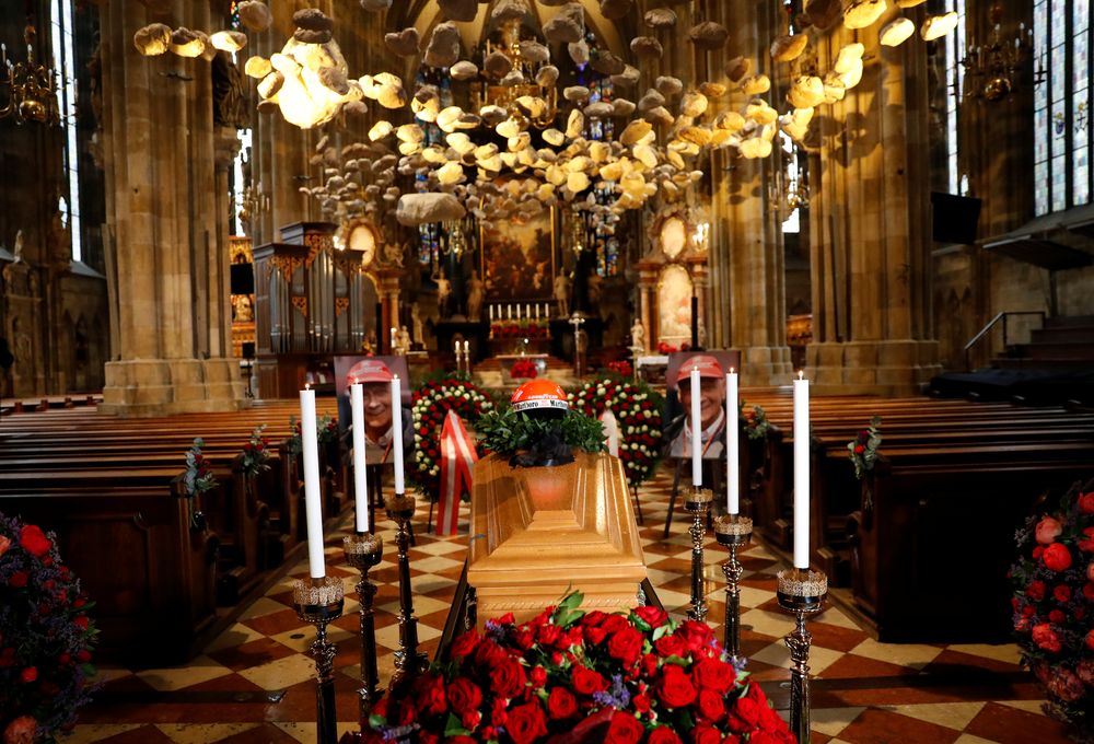 Niki Laudau00e2u20acu2122s coffin is seen during his funeral ceremony at St Stephenu00e2u20acu2122s cathedral in Vienna, Austria May 29, 2019. u00e2u20acu201d Reuters pic