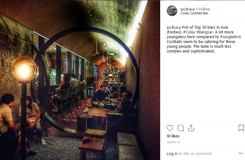 A screengrab from Instagram user @y.c.h.o.y of the ambience at Coley bar.