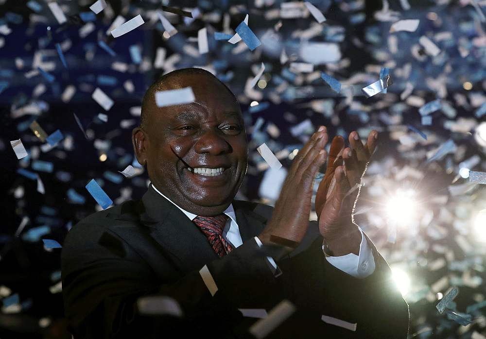 South African President Cyril Ramaphosa celebrates election victory for his African National Congress (ANC) party  in Pretoria May 11, 2019. u00e2u20acu201d Reuters pic 