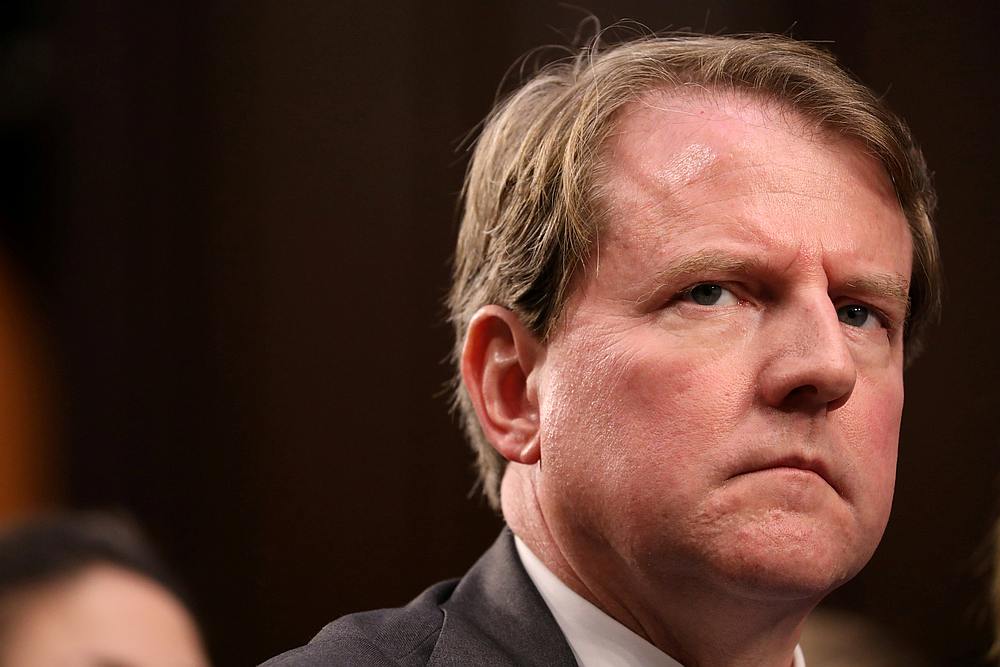White House Counsel Don McGahn listens during the confirmation hearing for US Supreme Court nominee judge Brett Kavanaugh on Capitol Hill in Washington September 4, 2018. u00e2u20acu201d Reuters pic