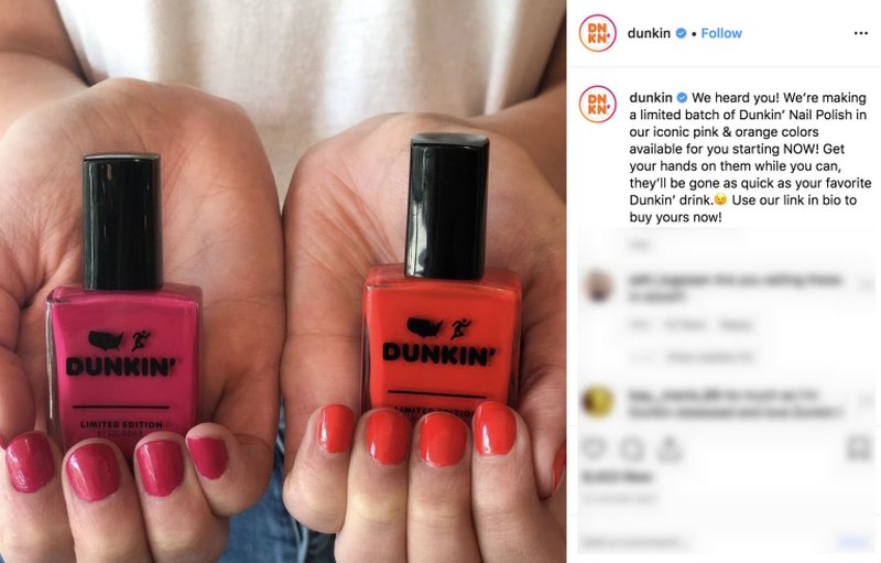 Dunkinu00e2u20acu2122 has announced the launch of a limited-edition, eight-piece nail polish line launching in ten select salons across the US. u00e2u20acu2022 AFP pic