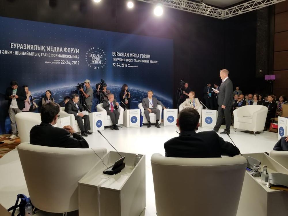 International personalities speak during a roundtable session titled u00e2u20acu02dcRegional Integration in Central Asiau00e2u20acu2122 at the Eurasian Media Forum 2019 in Almaty, Kazakhstan, May 22, 2019. u00e2u20acu201d Picture courtesy of the Kazakhstan Foreign Affairs Ministry