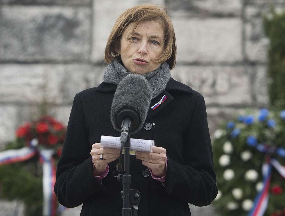 French Defence Minister Florence Parly speaks during a ceremony on Bradlo hill in the town of Brezovu00c3u00a1 pod Bradlom in western Slovakia.  u00e2u20acu201d AFP 