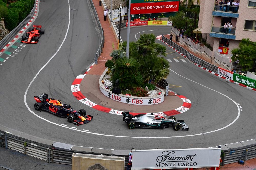 Mercedesu00e2u20acu2122 driver Lewis Hamilton (right) competes to win ahead of Red Bull Racingu00e2u20acu2122s driver Max Verstappen and Ferrariu00e2u20acu2122s driver Sebastian Vettel during the Monaco Formula 1 Grand Prix, May 26, 2019 in Monaco. u00e2u20acu201d AFP pic
