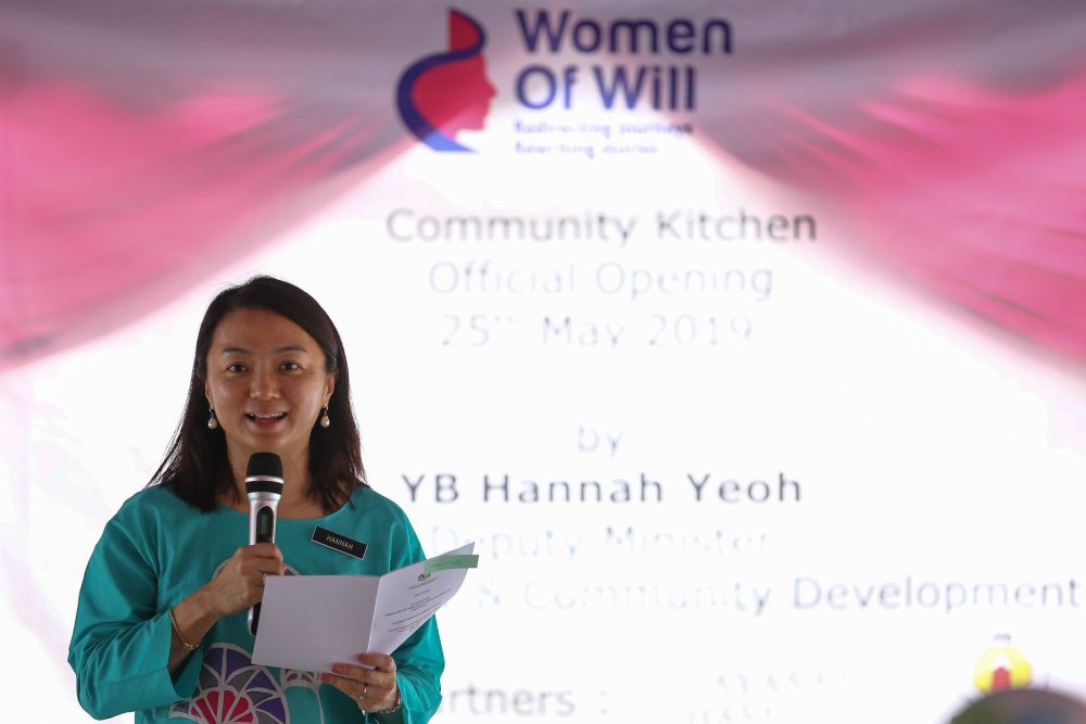 Hannah Yeoh speaks at the launch of the Women of Will's Community Kitchen in Kuala Lumpur May 25, 2019. u00e2u20acu2022 Picture by Yusof Mat Isa