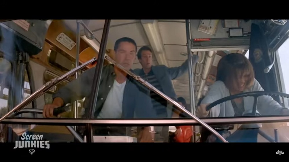 A screengrab from the Honest Trailer for u00e2u20acu02dcSpeedu00e2u20acu2122 that starred Keanu Reeves and Sandra Bullock.