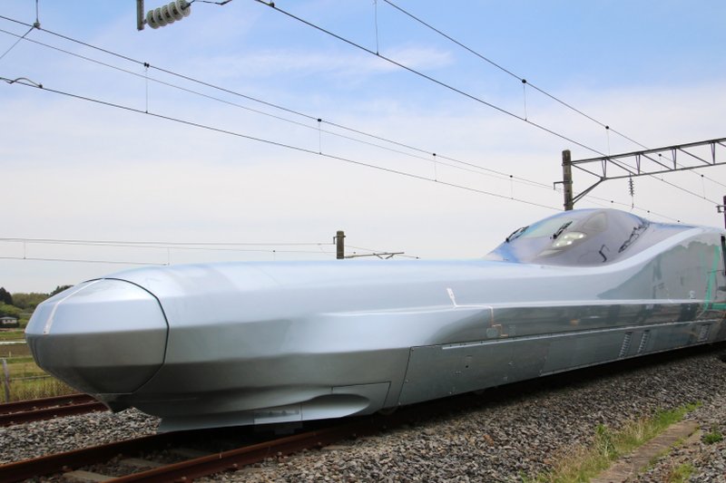 JR East unveils to the media its new test bullet train 'ALFA-X' in Rifu, Miyagi prefecture on May 9, 2019. u00e2u20acu2022 AFP pic